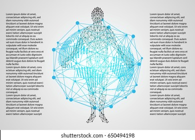 abstract technology science concept human and world digital link on hi tech background