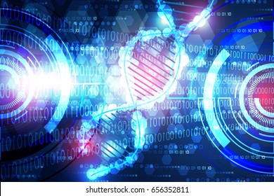 abstract technology science concept modern circle blue light and DNA on hi tech background