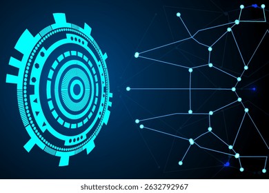 Abstract technology, science and engineering background with intertwined lines and starlight.