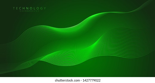 Abstract technology and science green neon visualization. Blockchain and cryptocurrency. Digital wallpaper. Business concept. Big data and artificial intelligence. Rendering computer virtual reality
