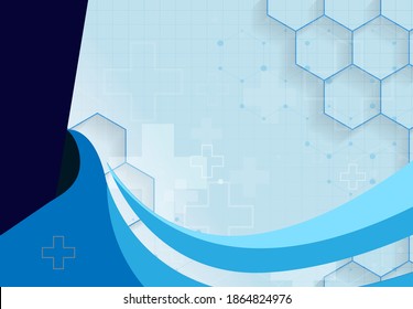 abstract technology and science medical blue illustration with icons and heart ecg
