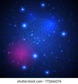 Abstract technology and science modern concept on blue background, vector illustration