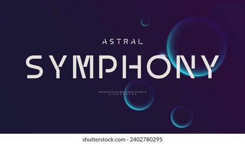 Abstract technology scifi alphabet font. digital space typography illustration design