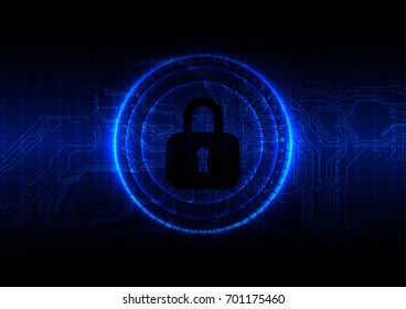 Abstract technology security on circuite and digital background. vector illustration