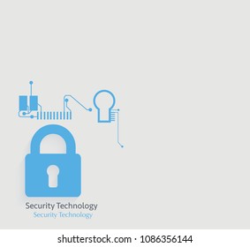 Abstract technology security on global network background, vector illustration