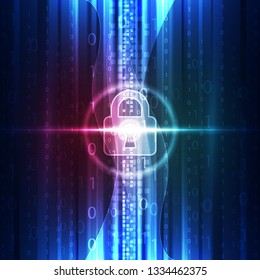 Abstract technology security on global network background, vector illustration