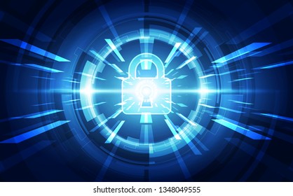 Abstract technology security on global network background, vector illustration