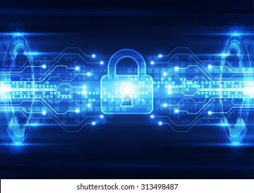 Abstract Technology Security On Global Network Background, Vector Illustration