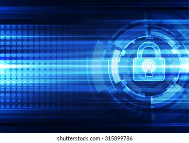 Abstract technology security on global network background, vector illustration