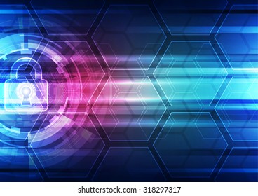 Abstract technology security on global network background, vector illustration