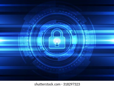 Abstract technology security on global network background, vector illustration