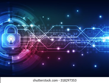 Abstract technology security on global network background, vector illustration