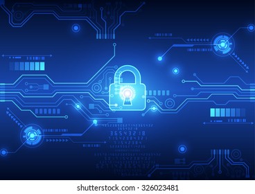 Abstract Technology Security On Global Network Background, Vector Illustration