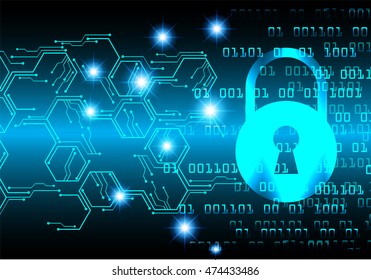 Abstract technology security on global network background, vector illustration