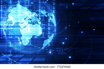 Abstract technology security on global network background, vector illustration