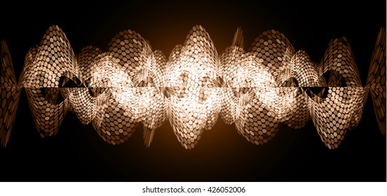 Abstract technology Sound waves oscillating dark brown light