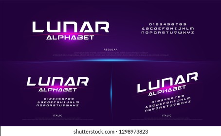 Abstract Technology Space Font And Alphabet. Techno Effect Fonts Designs. Typography Digital Sci-fi Concept. Vector Illustration