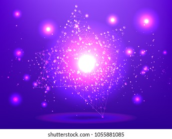 Abstract technology Space Galaxy.connect lines and dots.Connection science Molecular structure dna or neuron composition.points, lines,and shapes in the form of stars and the universe