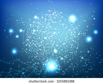 Abstract technology Space Galaxy.connect lines and dots.Connection science Molecular structure dna or neuron composition.points, lines,and shapes in the form of stars and the universe