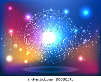 Abstract technology Space Galaxy.connect lines and dots.Connection science Molecular structure dna or neuron composition.points, lines,and shapes in the form of stars and the universe