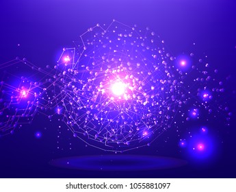 Abstract technology Space Galaxy.connect lines and dots.Connection science Molecular structure dna or neuron composition.points, lines,and shapes in the form of stars and the universe