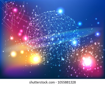 Abstract technology Space Galaxy.connect lines and dots.Connection science Molecular structure dna or neuron composition.points, lines,and shapes in the form of stars and the universe