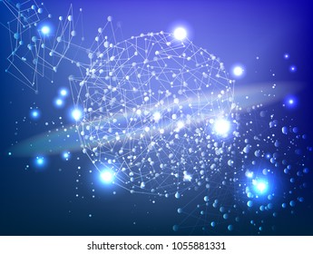 Abstract technology Space Galaxy.connect lines and dots.Connection science Molecular structure dna or neuron composition.points, lines,and shapes in the form of stars and the universe