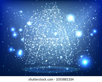 Abstract technology Space Galaxy.connect lines and dots.Connection science Molecular structure dna or neuron composition.points, lines,and shapes in the form of stars and the universe