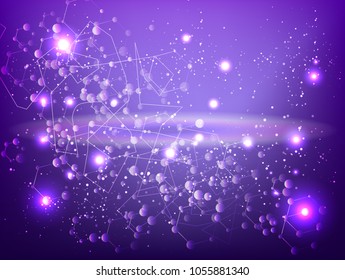 Abstract technology Space Galaxy.connect lines and dots.Connection science Molecular structure dna or neuron composition.points, lines,and shapes in the form of stars and the universe