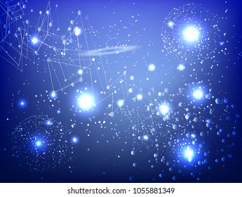 Abstract technology Space Galaxy.connect lines and dots.Connection science Molecular structure dna or neuron composition.points, lines,and shapes in the form of stars and the universe