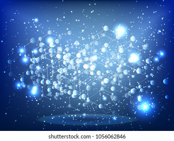 Abstract technology Space Galaxy.connect lines and dots.Connection science Molecular structure dna or neuron composition.points, lines,and shapes in the form of stars and the universe