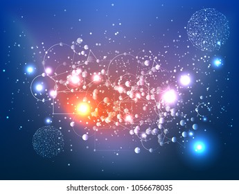 Abstract technology Space Galaxy.connect lines and dots.Connection science Molecular structure dna or neuron composition.points, lines,and shapes in the form of stars and the universe