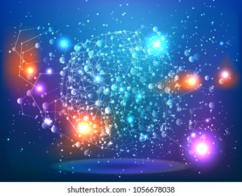 Abstract technology Space Galaxy.connect lines and dots.Connection science Molecular structure dna or neuron composition.points, lines,and shapes in the form of stars and the universe