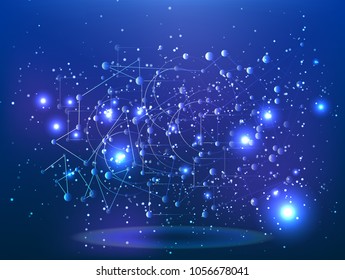 Abstract technology Space Galaxy.connect lines and dots.Connection science Molecular structure dna or neuron composition.points, lines,and shapes in the form of stars and the universe