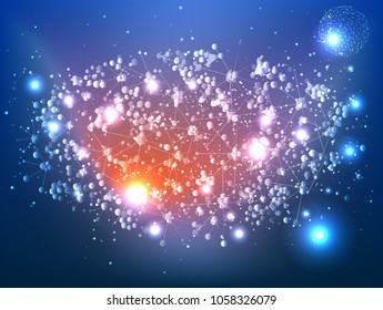 Abstract technology Space Galaxy.connect lines and dots.Connection science Molecular structure dna or neuron composition.points, lines,and shapes in the form of stars and the universe