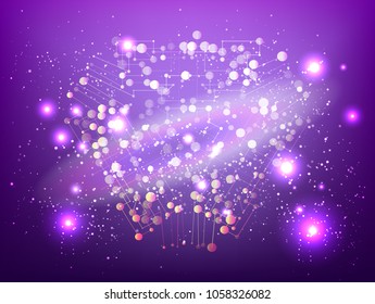 Abstract technology Space Galaxy.connect lines and dots.Connection science Molecular structure dna or neuron composition.points, lines,and shapes in the form of stars and the universe