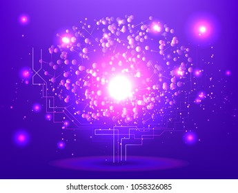 Abstract technology Space Galaxy.connect lines and dots.Connection science Molecular structure dna or neuron composition.points, lines,and shapes in the form of stars and the universe