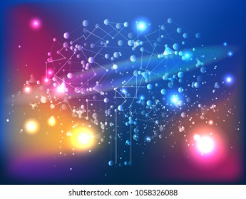 Abstract technology Space Galaxy.connect lines and dots.Connection science Molecular structure dna or neuron composition.points, lines,and shapes in the form of stars and the universe