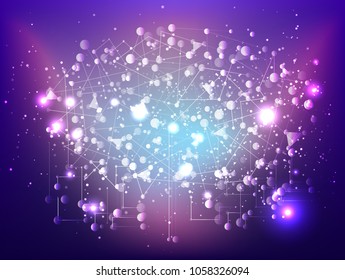 Abstract technology Space Galaxy.connect lines and dots.Connection science Molecular structure dna or neuron composition.points, lines,and shapes in the form of stars and the universe