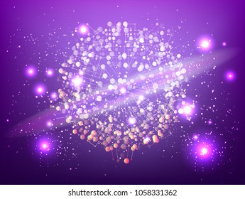 Abstract technology Space Galaxy.connect lines and dots.Connection science Molecular structure dna or neuron composition.points, lines,and shapes in the form of stars and the universe