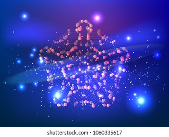 Abstract technology Space Galaxy.connect lines and dots.Connection science Molecular structure dna or neuron composition.points, lines,and shapes in the form of stars and the universe