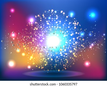 Abstract technology Space Galaxy.connect lines and dots.Connection science Molecular structure dna or neuron composition.points, lines,and shapes in the form of stars and the universe