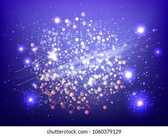 Abstract technology Space Galaxy.connect lines and dots.Connection science Molecular structure dna or neuron composition.points, lines,and shapes in the form of stars and the universe