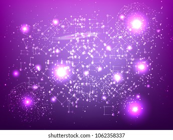 Abstract technology Space Galaxy.connect lines and dots.Connection science Molecular structure dna or neuron composition.points, lines,and shapes in the form of stars and the universe