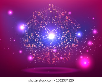 Abstract technology Space Galaxy.connect lines and dots.Connection science Molecular structure dna or neuron composition.points, lines,and shapes in the form of stars and the universe