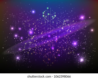 Abstract technology Space Galaxy.connect lines and dots.Connection science Molecular structure dna or neuron composition.points, lines,and shapes in the form of stars and the universe