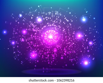 Abstract technology Space Galaxy.connect lines and dots.Connection science Molecular structure dna or neuron composition.points, lines,and shapes in the form of stars and the universe