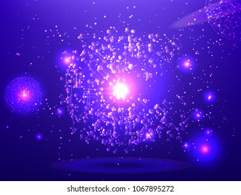 Abstract technology Space Galaxy.connect lines and dots.Connection science Molecular structure dna or neuron composition.points, lines,and shapes in the form of stars and the universe