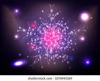 Abstract technology Space Galaxy.connect lines and dots.Connection science Molecular structure dna or neuron composition.points, lines,and shapes in the form of stars and the universe