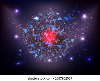 Abstract technology Space Galaxy.connect lines and dots.Connection science Molecular structure dna or neuron composition.points, lines,and shapes in the form of stars and the universe